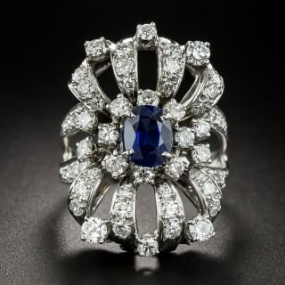 Estate 1.19 Carat Sapphire and Diamond Bow Ring - 3