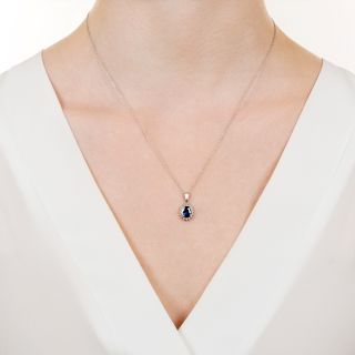 Estate 1.19 Carat Sapphire and Diamond Halo Pendant