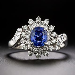 Estate 1.21 Carat No-Heat Ceylon Sapphire and Diamond Ring - 1