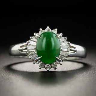 Estate 1.22 Carat Burmese Jadeite and Diamond Ring - 1