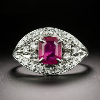 Estate 1.23 Carat No-Heat Burmese Ruby and Diamond Ring - GIA - 3