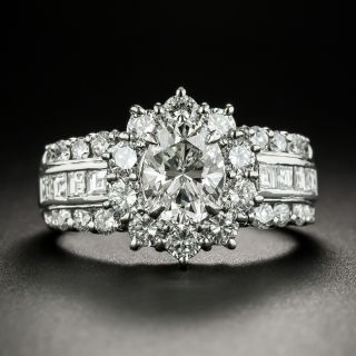 Estate 1.23 Carat Oval Diamond Halo Ring - GIA J VS1 - 3