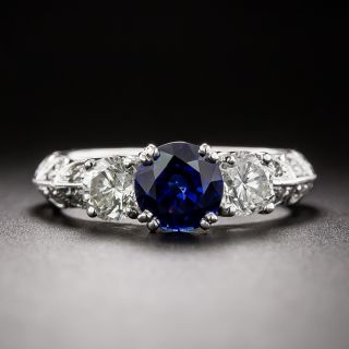 Estate 1.25 Carat No-Heat Sapphire and Diamond Ring - 3