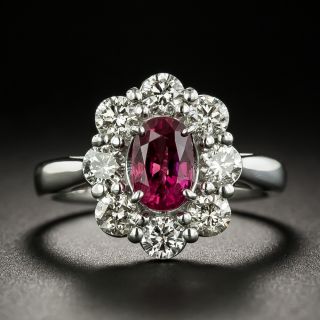 Estate 1.25 Carat Ruby and Diamond Halo Ring - 3