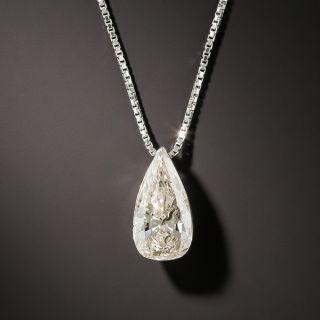 Estate 1.26 Carat Pear Shaped Diamond Platinum Drop - 3