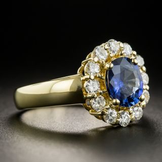 Estate 1.27 Carat Ceylon Sapphire Diamond Halo Ring 
