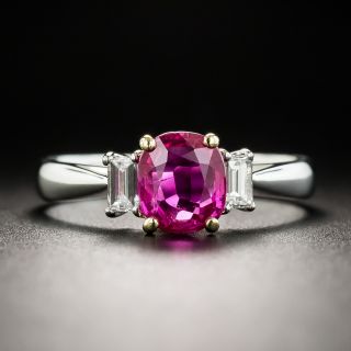 Estate 1.29 Carat Oval Burma Ruby and Diamond Ring - 1