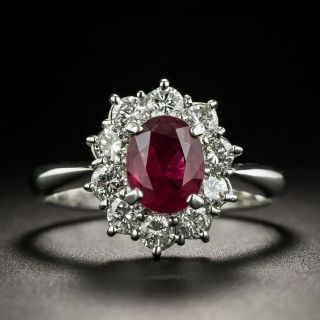 Estate 1.30 Carat Thai Ruby and Diamond Halo Ring - 1
