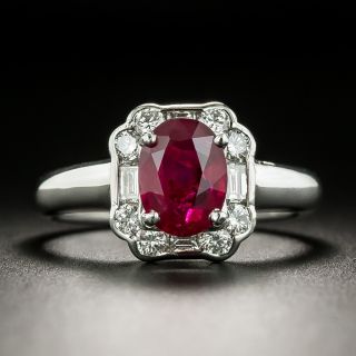 Estate 1.31 Carat No-Heat Burma Ruby Platinum Diamond Ring - 2
