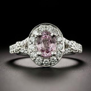Estate 1.33 Carat No-Heat Padparadscha Sapphire and Diamond Halo Ring - GIA - 2