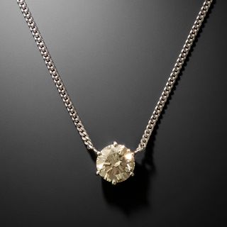 Estate 1.34 Carat Light Brown Diamond Solitaire Pendant - GIA - 2