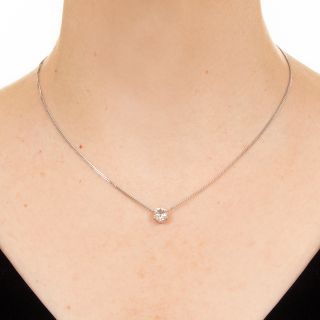 Estate 1.34 Carat Light Brown Diamond Solitaire Pendant - GIA