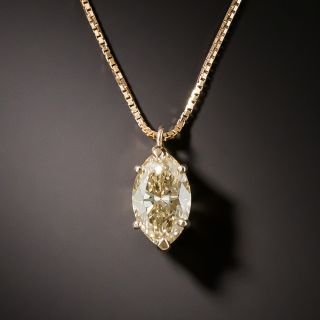 Estate 1.35 Carat Natural Fancy Brown-Yellow Marquise-Cut Diamond Pendant - GIA - 2