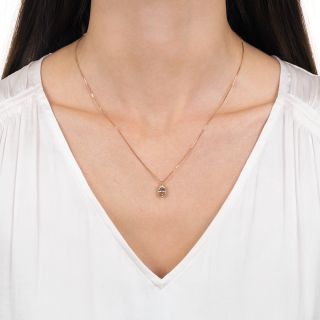 Estate 1.35 Carat Natural Fancy Brown-Yellow Marquise-Cut Diamond Pendant - GIA