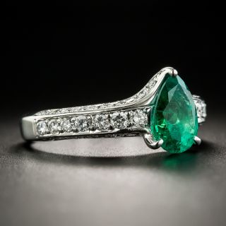 Estate 1.38 Carat Pear-Cut Emerald and Diamond Ring