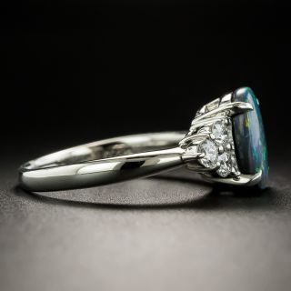 Estate 1.41 Carat Black Opal Cabochon and Diamond Ring