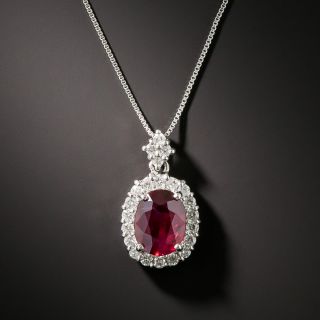 Estate 1.42 Carat Ruby Diamond Pendant Necklace - 2
