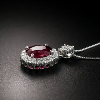 Estate 1.42 Carat Ruby Diamond Pendant Necklace