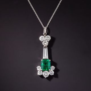 Estate 1.43 Carat Emerald and Diamond Pendant - 2