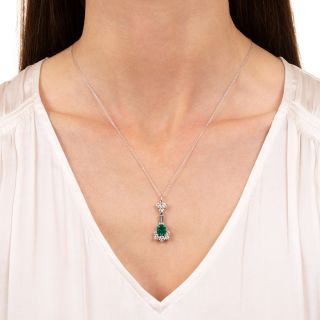 Estate 1.43 Carat Emerald and Diamond Pendant
