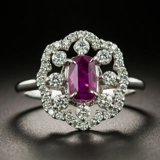 Estate 1.43 Carat No-Heat Ceylon Ruby and Diamond Ring - GIA - 2