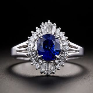Estate 1.43 Carat Sapphire Diamond Platinum Ring - 3