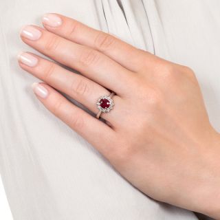 Estate 1.47 Carat Burmese Ruby and Diamond Ring