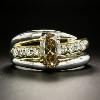 Estate 1.47 Carat Cushion-Cut Fancy Brown-Yellow Diamond Ring - GIA I1 - 1