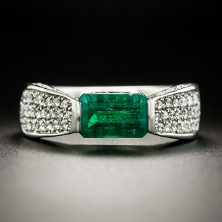 Estate 1.48 Carat Emerald Platinum Diamond Ring - 1