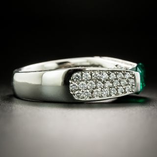 Estate 1.48 Carat Emerald Platinum Diamond Ring