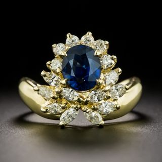 Estate 1.48 Carat No-Heat Sapphire and Diamond 18K Ring - GIA - 3