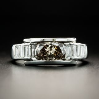Estate 1.48 Carat Oval-Cut Cognac Diamond Ring - 3