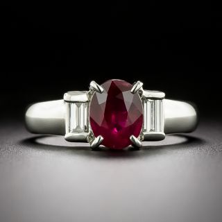 Estate 1.48 Carat Ruby and Diamond Baguette Ring - 1