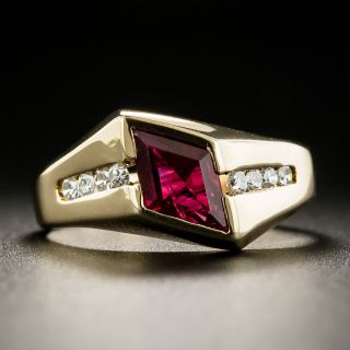 Estate Kite Shaped-Ruby and Diamond Ring - 3