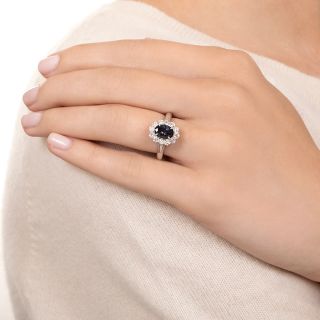 Estate 1.51 Carat Alexandrite and Diamond Halo Ring 