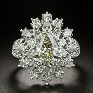 Estate 1.51 Carat Pear Shape Diamond Cocktail Ring - GIA O-P VS2 - 1