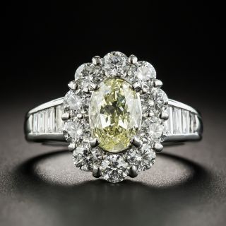 Estate 1.51 Ct. Oval Fancy Light Yellow Diamond Ring  - 2