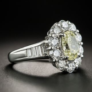 Estate 1.51 Carat Oval Fancy Light Yellow Diamond Ring 