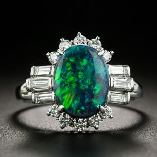 Estate 1.53 Carat Black Opal and Diamond Ring - 3