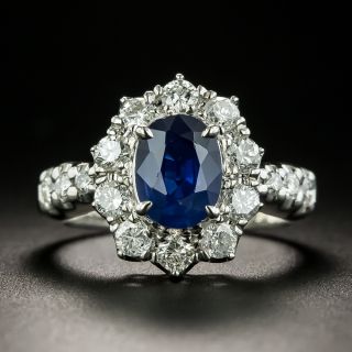 Estate 1.53 Carat Sapphire and Diamond Halo Ring - 2