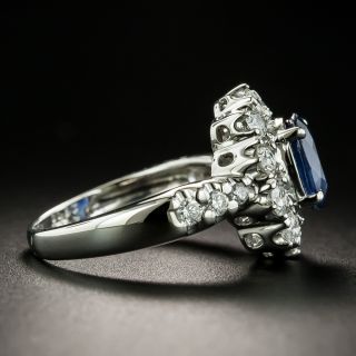 Estate 1.53 Carat Sapphire and Diamond Halo Ring