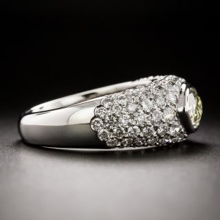 Estate 1.54 Carat Light Fancy Yellow Marquise Pavé Diamond Ring