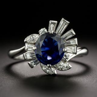 Estate 1.55 Carat No-Heat Sapphire and Diamond Ring - GIA - 3