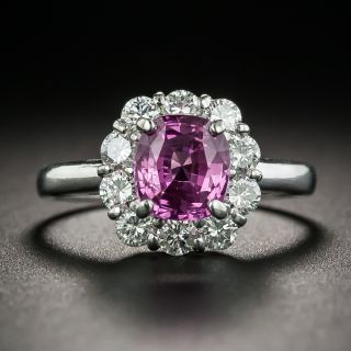 Estate 1.56 Carat Pink Sapphire and Diamond Halo Ring - 1