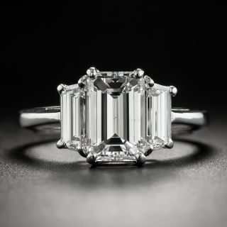 Estate 1.57 Carat Emerald-Cut Diamond Platinum Ring - GIA F SI1 - 2