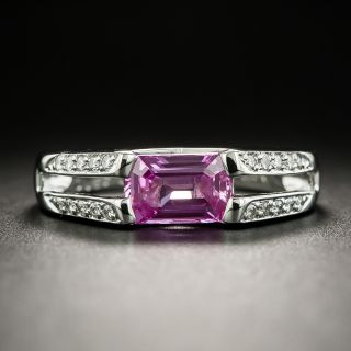 Estate 1.57 Carat Pink Emerald-Cut Sapphire and Diamond Ring - 2