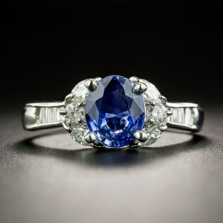Estate 1.58 Carat Ceylon Sapphire Diamond Platinum Ring - 1