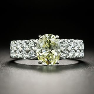 Estate 1.61 Carat Oval Natural Fancy Light Yellow Diamond Ring - GIA - 3
