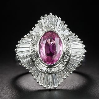 Estate 1.64 Carat Pink Sapphire and Diamond Ballerina Ring - 3