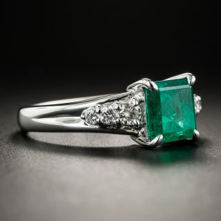 Estate 1.66 Carat Emerald Diamond Platinum Ring